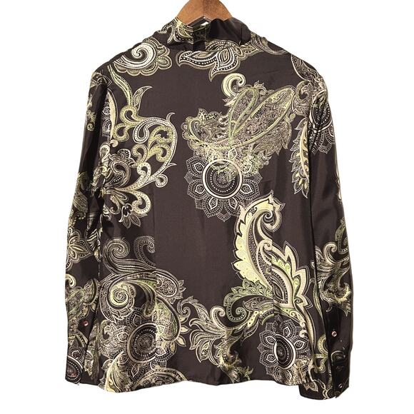 Ann Taylor Pure Silk Paisley Button Up Blouse 14 - Picture 2 of 7